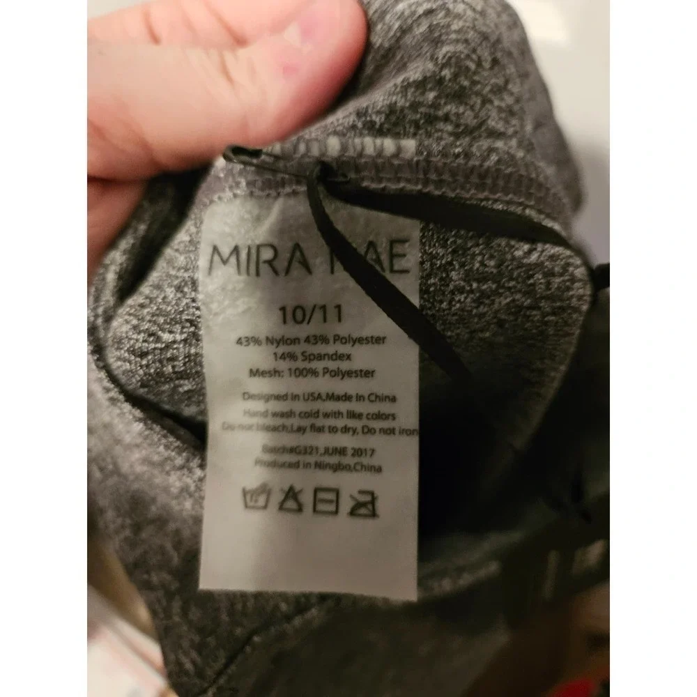 NWT Mira Rae gray cropped leggings lace‎ detail size 10/11